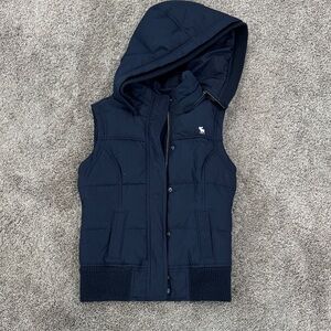abercrombie kids Navy Hooded Puffer Vest